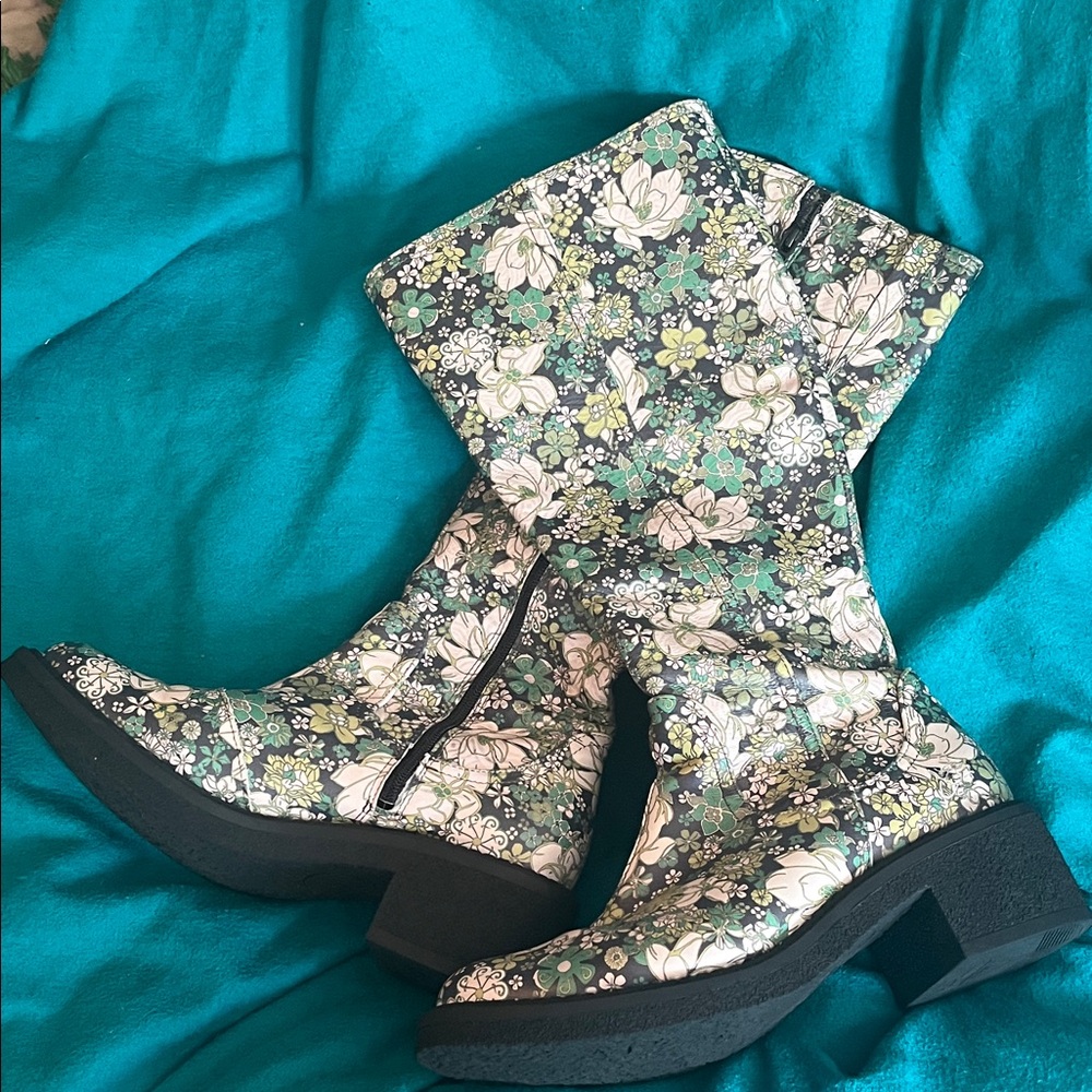 Fluevog floral boots, size 9